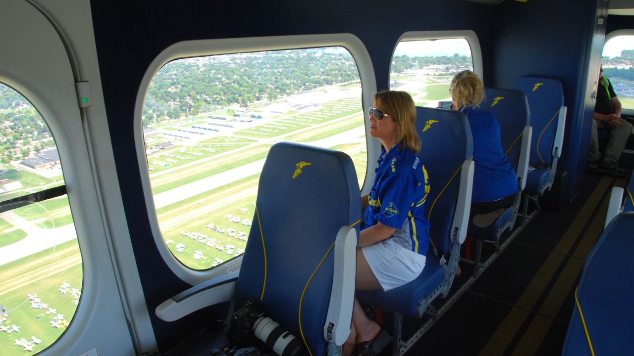 The gondola of Goodyear's new Zeppelin airship seats 12, which is five more than its predecessor. 