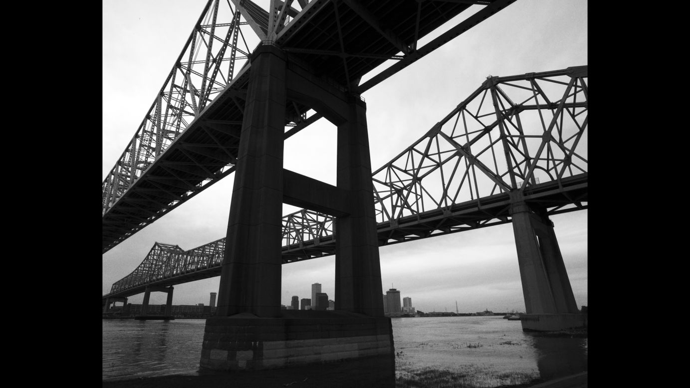 The Crescent City Connection bridges connect New Orleans with the west bank of the Mississippi River. Following Katrina, the bridges were closed as thousands tried to flee, a move that caused much outrage.