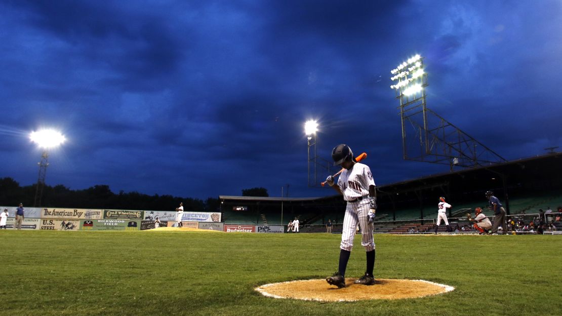 Mo'ne Davis is next up to bat during a game at Birmingham's Rickwood Field, the oldest ballpark in America. 