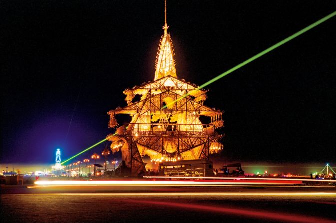 "The most powerful group of works would be the yearly temples (first created by David Best) that are constructed in the desert," says Guy. "They've become a secular sacred space, where people can gather to grieve and experience loss of any kind." "The Temple of Joy" by David Best and the Temple Crew (2002) is shown here. 