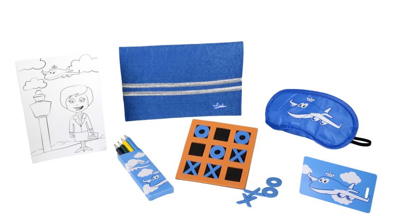KLM also found that kids love to copy adults, so they created a range of eye masks and baggage labels in kids' inflight kits.