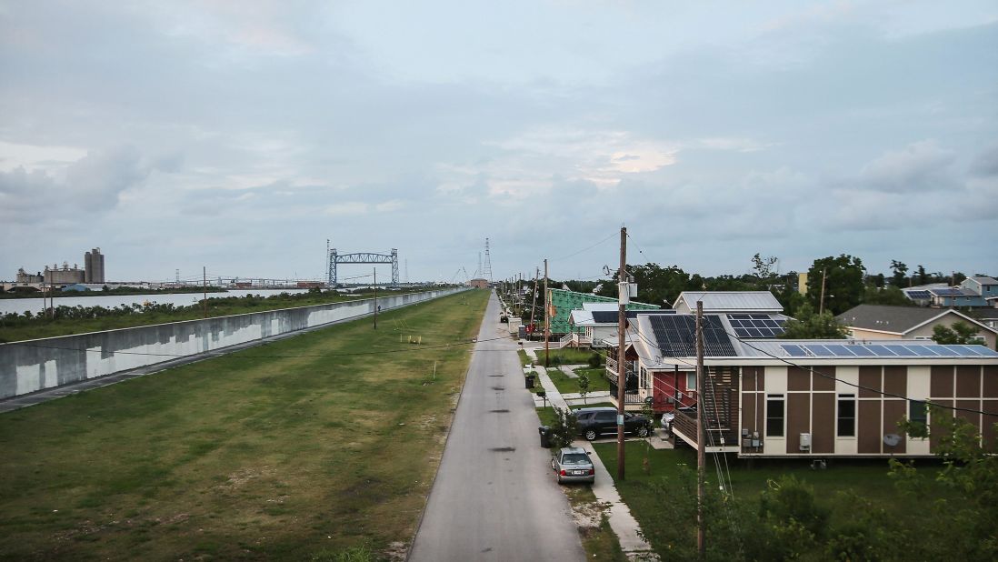 New homes stand along the rebuilt Industrial Canal levee on May 16, 2015.