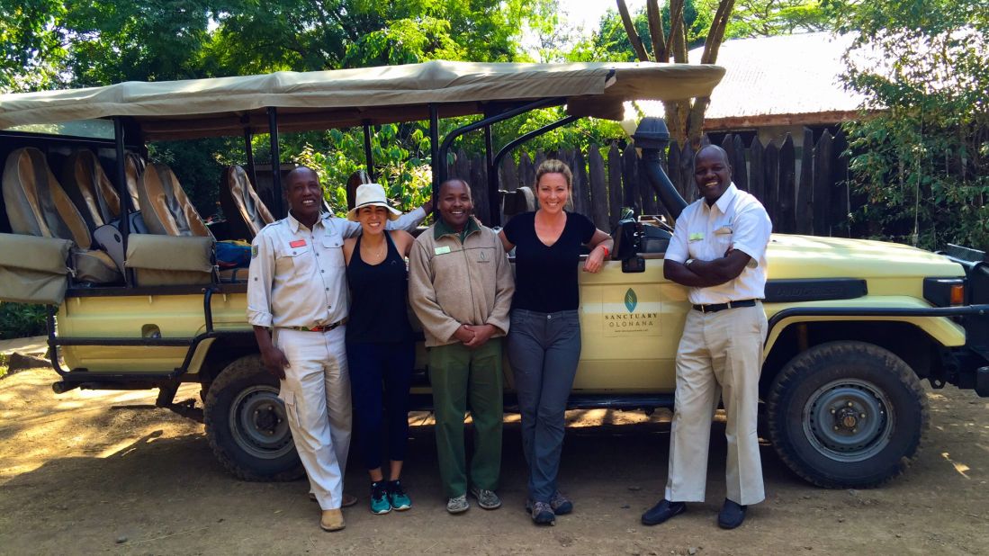 Brooke with her producer Lindsay Perna and members of the Sanctuary Olonana team, including Joseph Koyie, left, her Abercrombie and Kent/Sanctuary Olonana safari guide, who is from the Mara and a member of the Maasai tribe.