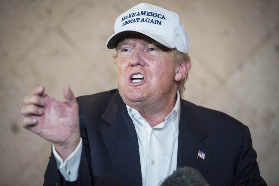 Trump talks to the media in Laredo, Texas, during a trip to the Mexico border on July 23.