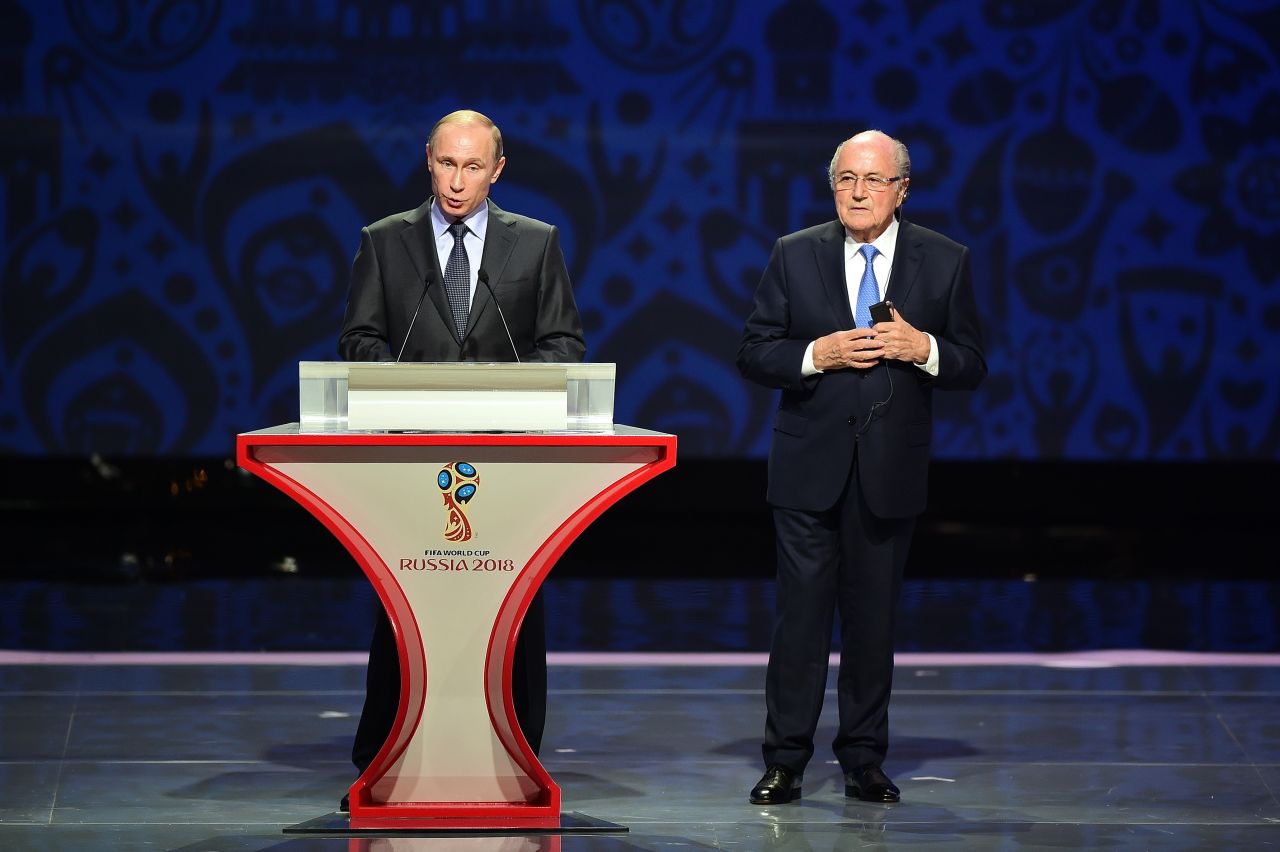 Russian president Vladimir Putin and FIFA president Sepp Blatter open proceedings at the preliminary draw for the 2018 World Cup. 