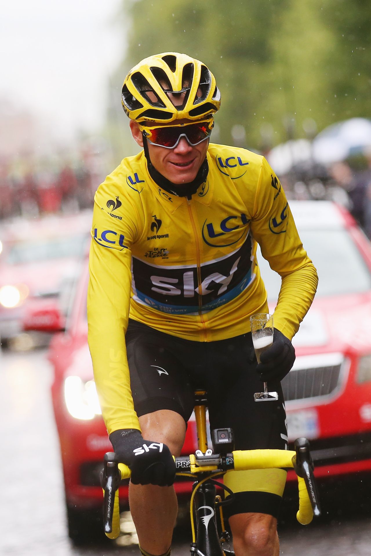Froome celebrated his Tour de France victory with the traditional glass of champagne.