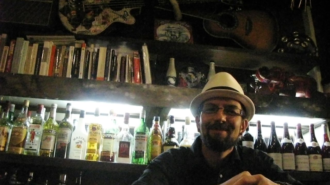 Burgundian owner French artist Philippe Goulier (pictured) is also your barman at Bar F.S.N.