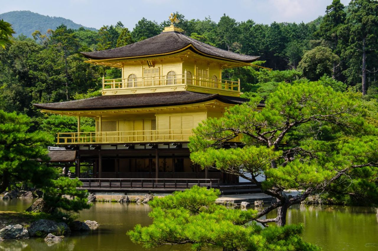 The glorious Golden Pavilion was rebuilt in 1955 after it was damaged in a fire.