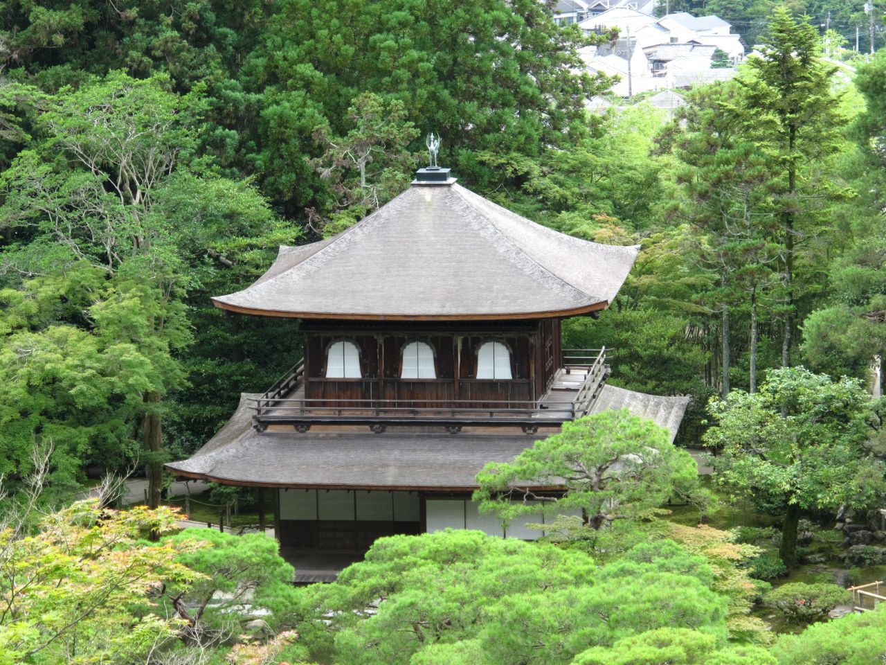 Unlike the extravagant Kinkaku-ji Temple built by his grandfather, Shogun Yoshimitsu's Ginkaku-ji Temple is elegant and simple.