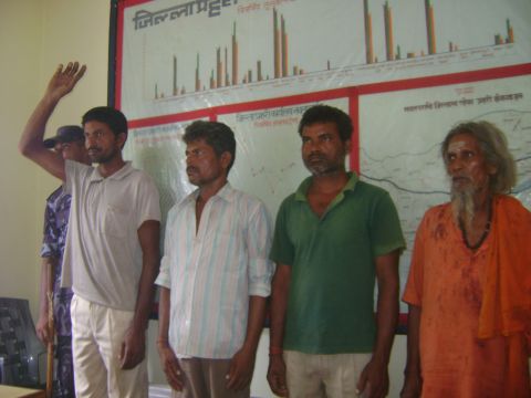 An image of four people who police say have confessed to their role in the murder of 10-year-old Jivan Kohar in Nepal. A fifth man, Kodai Harijan, also admitted he took part in the crime. He said he was told by a shaman (seen far right) that the sacrifice would help his ill son.