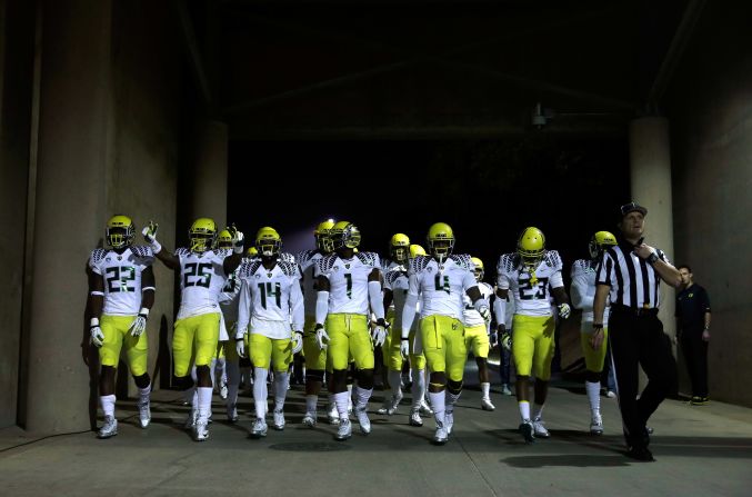 Nike also outfits many college athletic programs, and its work with Oregon's football team helped make the program <a href="index.php?page=&url=http%3A%2F%2Fespn.go.com%2Fblog%2Fcolleges%2Foregon%2Fpost%2F_%2Fid%2F128%2Fnike-key-to-oregons-national-surge" target="_blank" target="_blank">a recruiting powerhouse.</a>