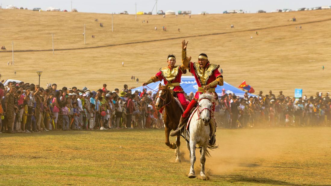 Skilled horsemen show off their skills at Naadam. But only riders age five to 13 can participate in the cross-country horse race. This is meant to ensure that races are decided by the skills and speed of the animals, not their riders.