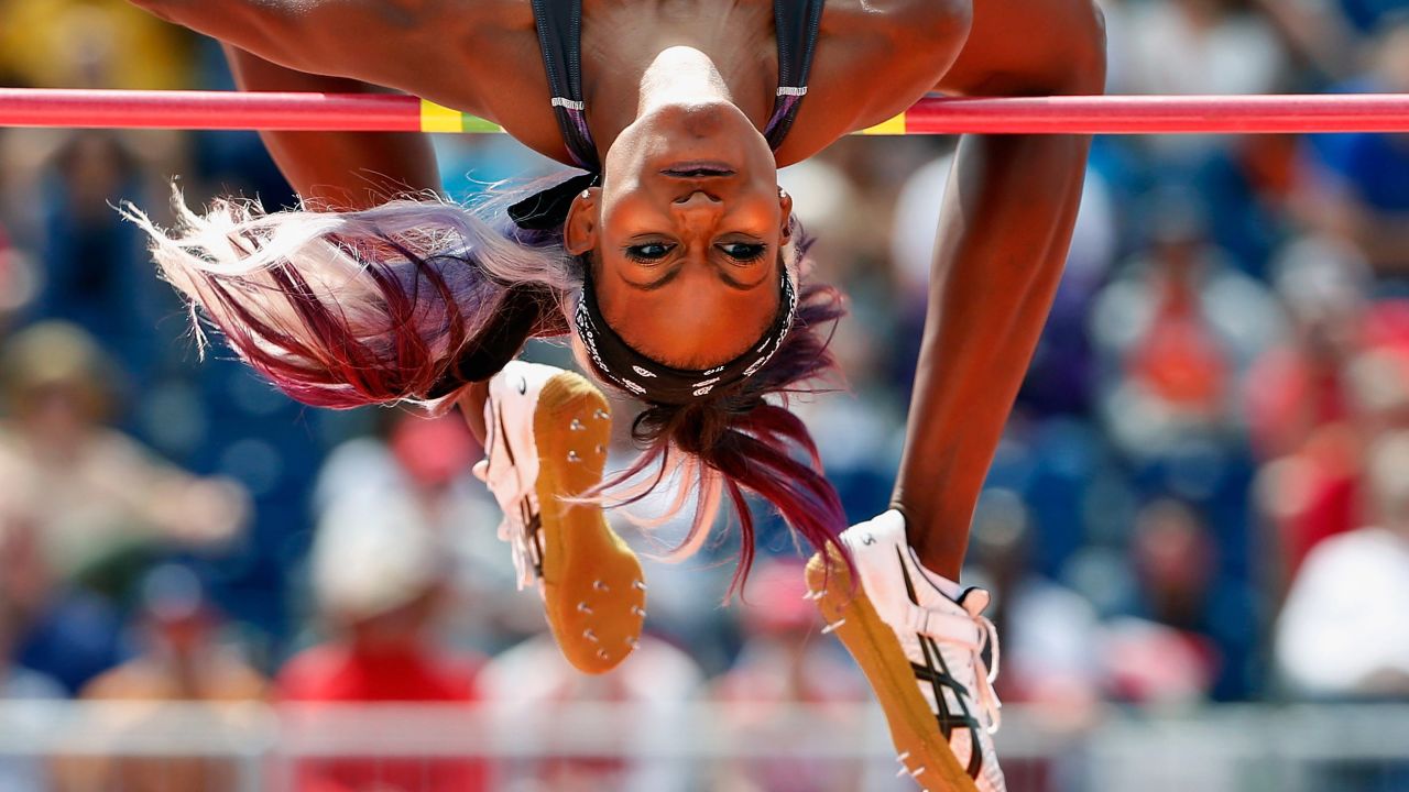 High jumper Priscilla Frederick, competing for Antigua and Barbuda, leaps over the bar during the Pan American Games on Wednesday, July 22. She won silver.