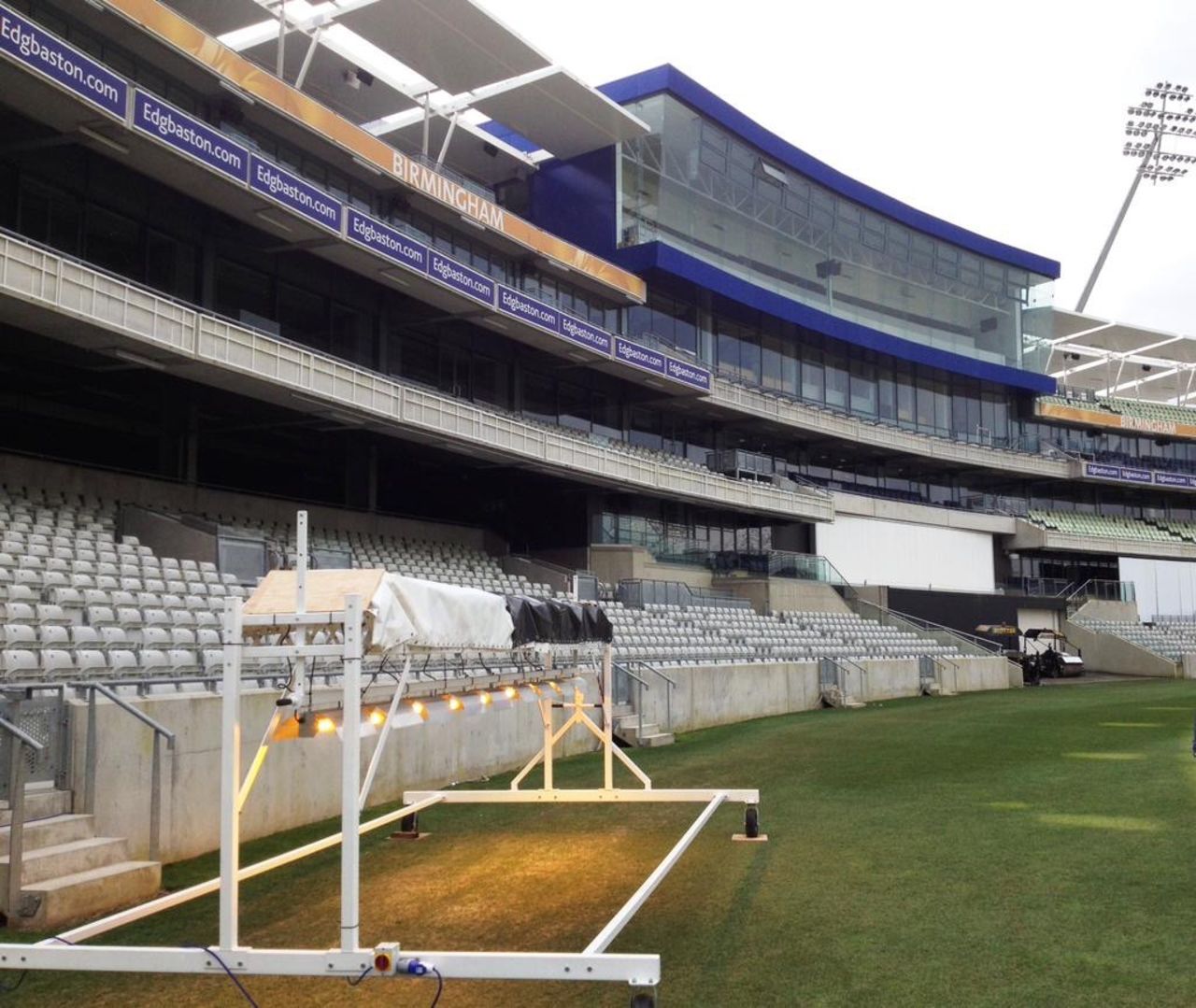 One of the cannabis-growing lamps donated to Warwickshire County Cricket Club (WCCC) by West Midlands Police to help keep soil warm and grow grass on the outfield.