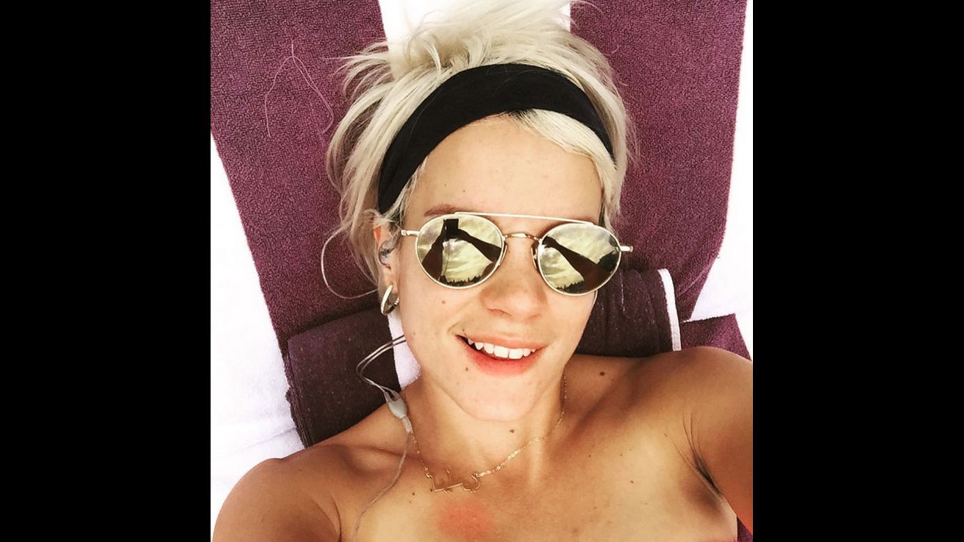 "Hello #ny," said singer Lily Allen in this selfie <a href="https://instagram.com/p/5pDf21QMV2/" target="_blank" target="_blank">she posted to Instagram</a> on Monday, July 27.