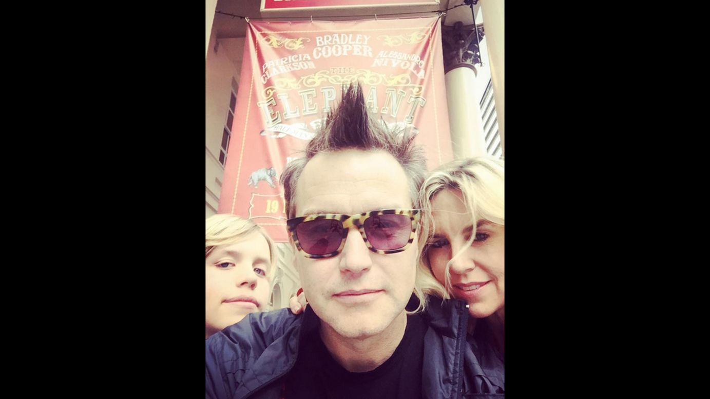 Mark Hoppus, from the band Blink-182, takes a selfie with his wife and son after they saw a play in London on Monday, July 27. "Checked out my BFF Bradley Cooper tonight portraying John Merrick in The Elephant Man," <a href="https://instagram.com/p/5p46rYtaTQ/" target="_blank" target="_blank">Hoppus said on Instagram.</a>