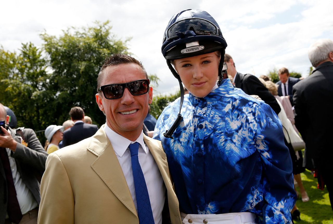 Top jockey Frankie Dettori and Leonora Smee pose for the cameras before the running of the Magnolia Cup. 