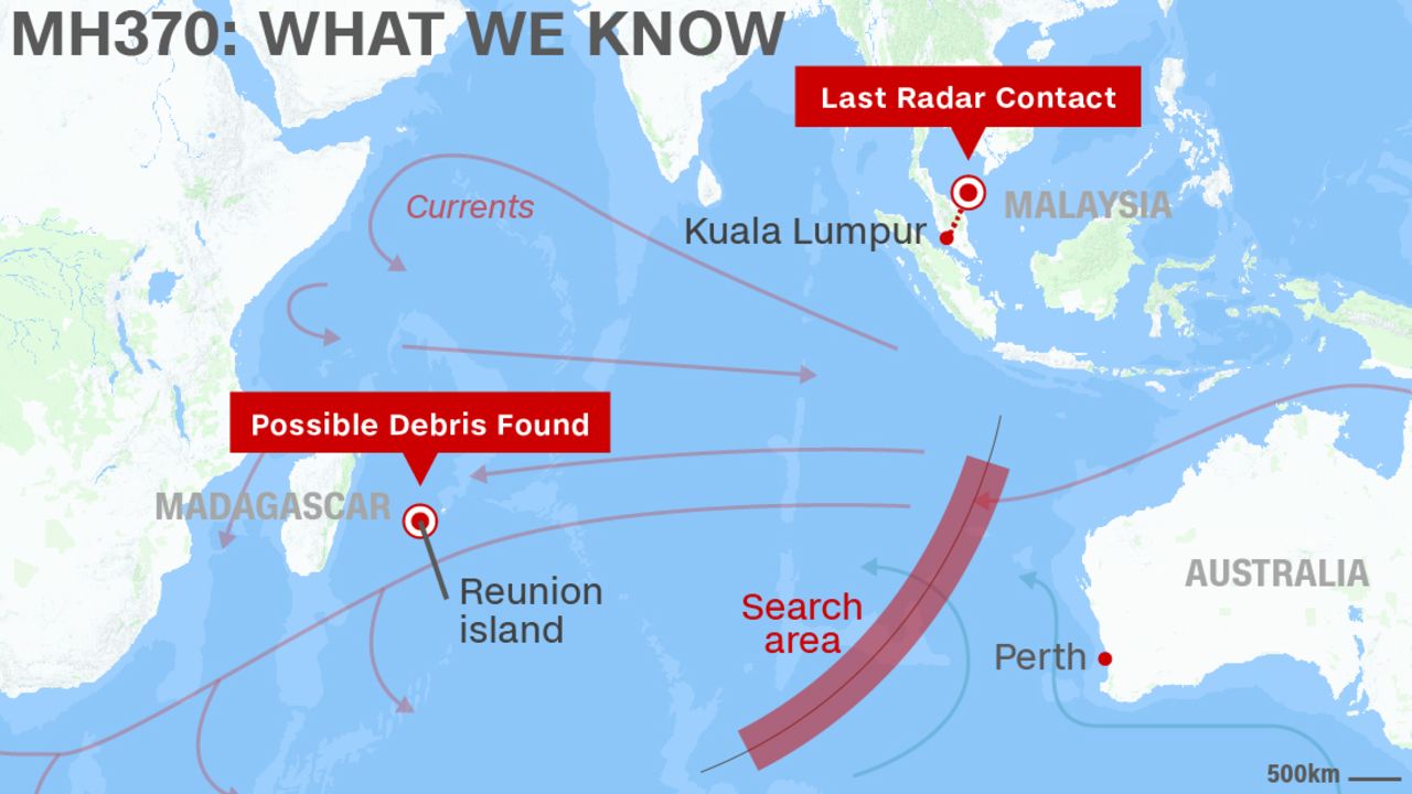 MH370 currents map