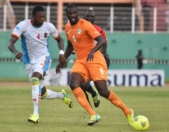 Yet for a Cup of Nations qualifier in June 2011, Mbemba's year of birth was listed as November 30, 1991. Here Mbemba is pictured in action against Ivory Coast's Yaya Toure.