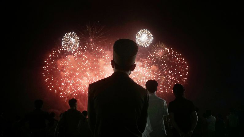 A soldier watches fireworks explode in Pyongyang, North Korea, on Monday, July 27. The country was celebrating the 62nd anniversary of the armistice that ended the Korean War. <a href="http://www.cnn.com/2015/07/24/world/gallery/week-in-photos-0724/index.html" target="_blank">See last week in 38 photos</a>
