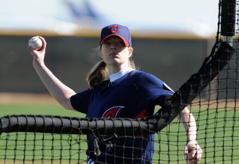 Justine Siegal -- seen throwing batting practice with the Cleveland Indians -- made history by coaching as an assistant at Springfield College and as a first base coach in the CanAm League with the Brockton Rox.  Siegal stresses that having the full support of management is the key to success for women starting out in men's leagues. 