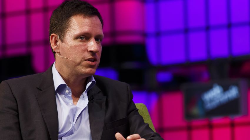 Peter Thiel, Founders Fund in conversation with Caroline Daniel from the Financial Times on the Web Summit Centre Stage at the 2014 Web Summit on November 6, 2014 in Dublin, Ireland.