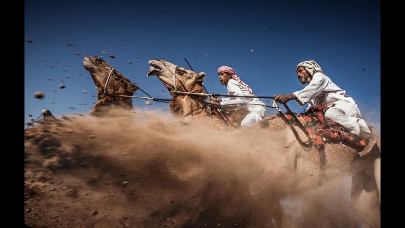 "Camel Ardah, as it called in Oman, is one of the traditional styles of camel racing ... between two camels controlled by expert men," Al Toqi said. "The faster camel is the loser ... so they must be running (at) the same speed level in the same track. The main purpose of Ardah is to show the beauty and strength of the Arabian camels and the riders' skills. Ardah (is) considered one of the most risky situations, since always the camels' reactions are unpredictable (and) it may get wild and jump (toward the) audience."