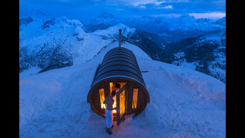 Zardini said this is "a sauna at 2,800 meters high in the heart of (the) Dolomites. Monte Lagazuoi, Cortina, eastern Italian Alps."