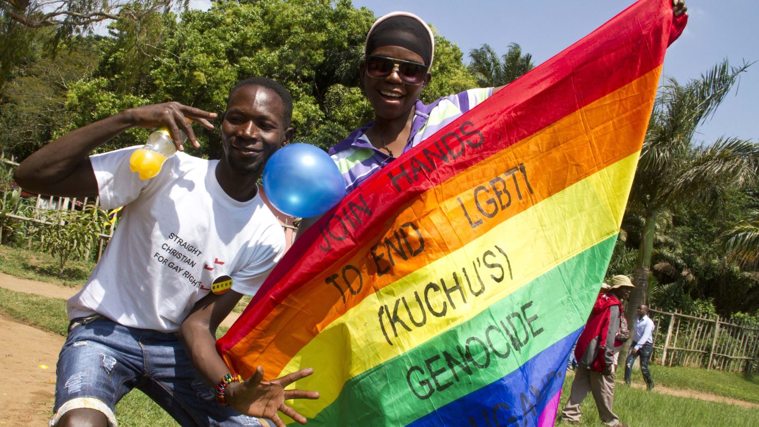Ugandans taking part in the annual gay pride in Entebbe in 2014.