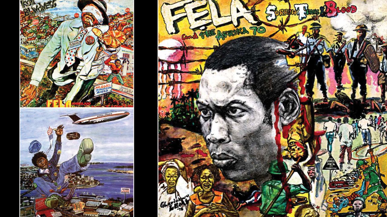 fela kuti album covers collage lemi ghariokwu