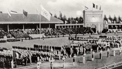 The Opening Ceremony of the VII Olympic Games on April 20, 1920 in Antwerp, Belgium.