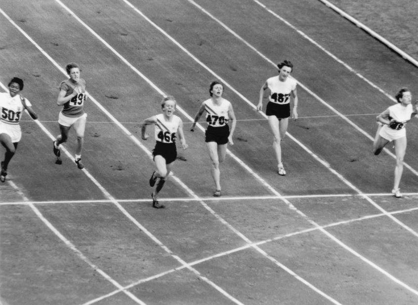 Sprinter Betty Cuthbert (third from the left) was the golden girl of Australia's first Games staging, tasting victory in the women's 100m, 200m and the 4x400m relay.