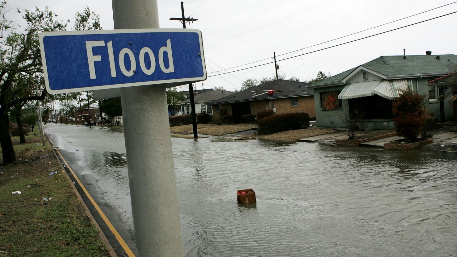 Flood Street in New Orleans' Lower Ninth Ward sustained 12 feet of flooding during Hurricane Katrina. 