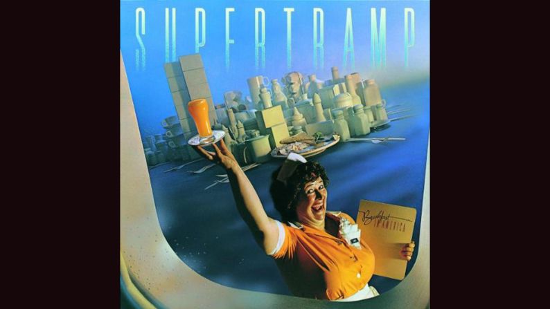 <strong>"Breakfast in America," Supertramp</strong>: The clever cover of Supertramp's 1979 bestseller is Manhattan expressed through diner furnishings: cutlery, coffee cups and boxes. (And oh, yes: a waitress named "Libby"<a  target="_blank" target="_blank"> looking distinctly statue-esque.</a>) Mike Doud did the design.