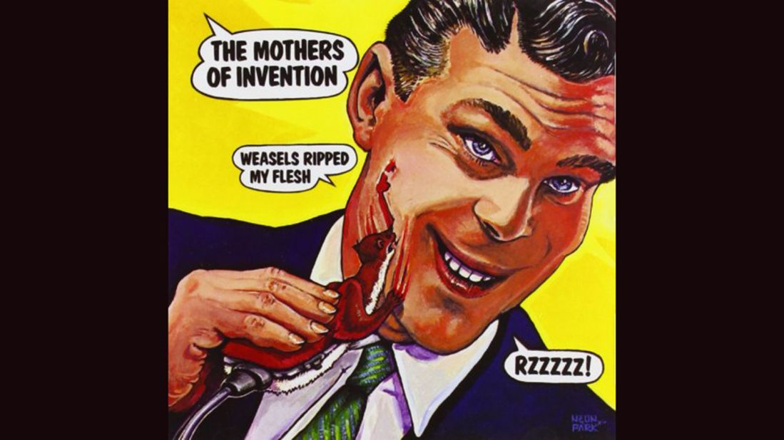 <strong>"Weasels Ripped my Flesh," the Mothers of Invention</strong>: Frank Zappa's band, known for its satirical work, had already parodied "Sgt. Pepper's" cover with <a href="http://www.dejavoodoo.com/zappa/images/We_re_Only_In_It_For_The_Money.jpg" target="_blank" target="_blank">"We're Only In It for the Money."</a> For this 1969 record, the cover matched the absurd title impeccably. Rzzzz!