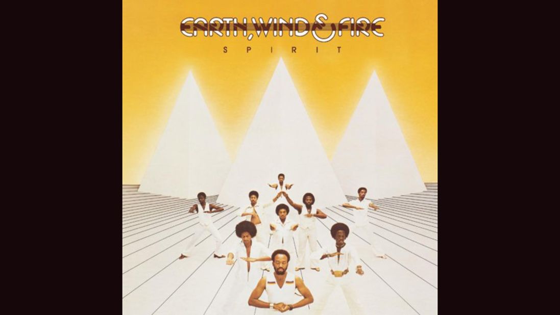 <strong>"Spirit," Earth, Wind & Fire</strong>: Funk could go to otherworldly places, and Earth, Wind & Fire's covers regularly showed off a love of pyramids and Egyptian imagery. "Spirit," a 1976 release, was one of the band's more minimalist efforts; check out "All 'n' All" and "I Am" for more dramatic illustrations.