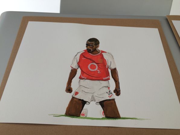 Thierry Henry was so impressed by this painting that he took to Twitter to congratulate Fraser.  The two met at an Arsenal game last season and had a picture taken together. Fraser says it was one of the best moments of his life.