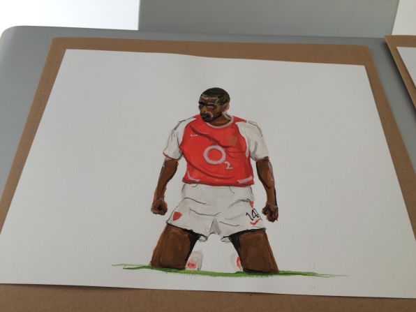 Thierry Henry was so impressed by this painting that he took to Twitter to congratulate Fraser. The two met at an Arsenal game last season and had a picture taken together. Fraser says it was one of the best moments of his life.