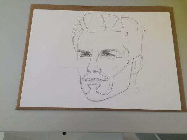 You might know this famous face -- David Beckham, the former Manchester United and England star, who also played for Real Madrid, AC Milan, LA Galaxy and Paris Saint-Germain. Beckham shared the portrait after being impressed with Fraser's artistry.