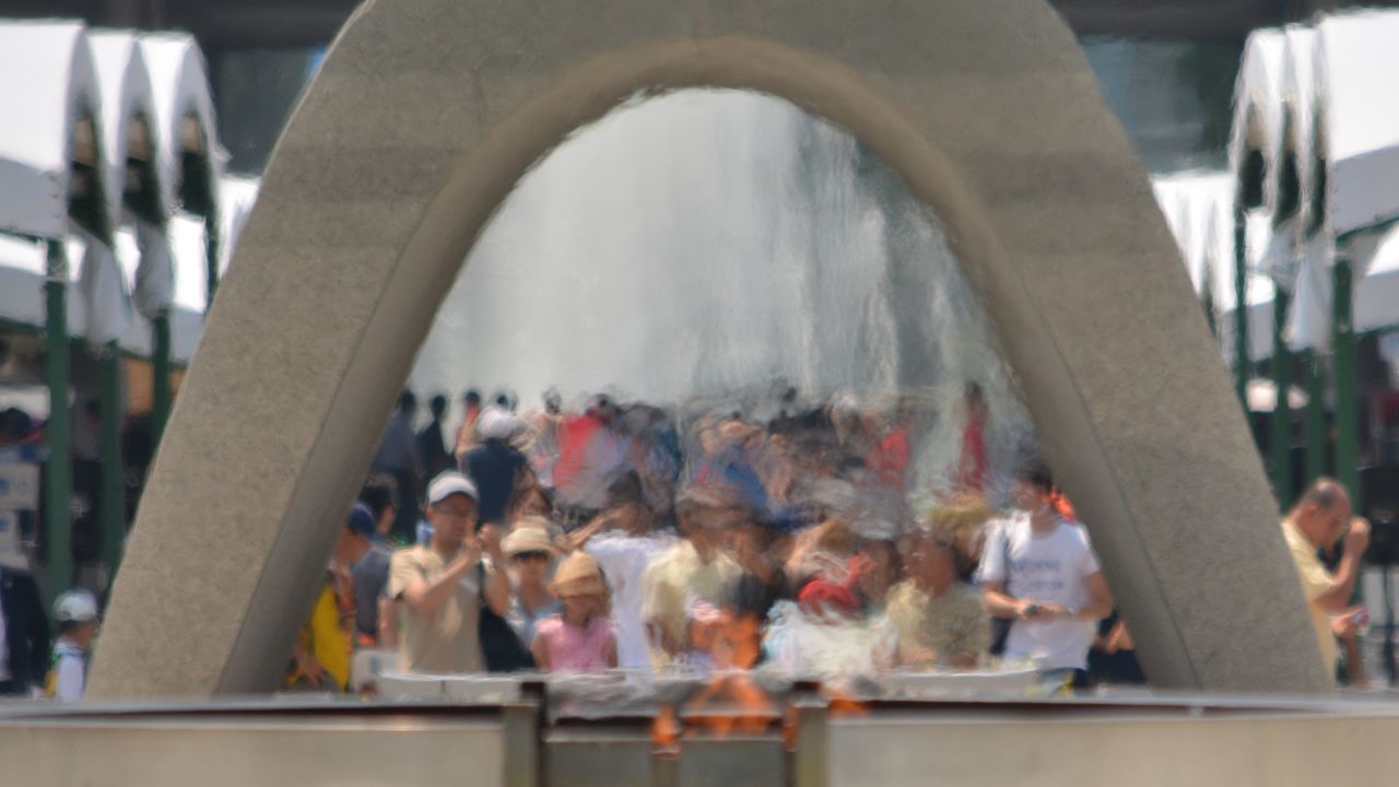 People visit the Peace Memorial Park to pray for victims of the atomic bombing in Hiroshima.