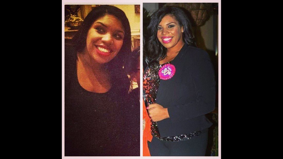 In the picture on the left, Collins is pictured in Los Angeles in 2012. The picture on the right was taken at her 30th birthday party in November.