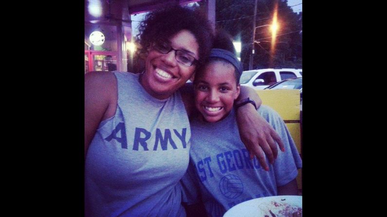 Collins is pictured with her daughter, Jada, who now plays volleyball. She is teaching her how to have a healthy relationship with her body.