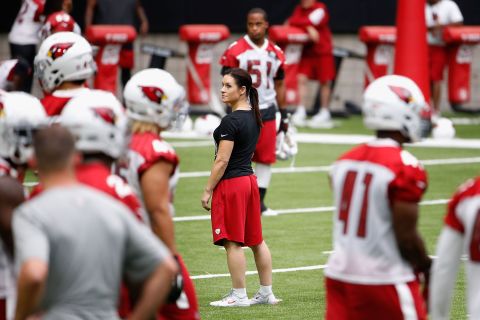 Jen Welter is a former running back for the Texas Revolution in the Indoor Football League -- the first female to play pro football professionally in a non-kicking role. <br />