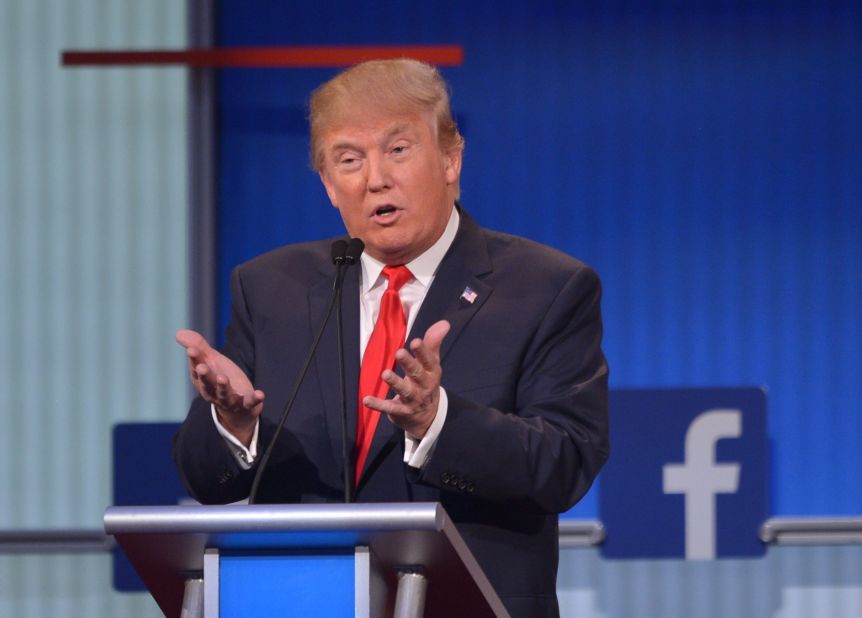 Trump participates in the Republican debate in Cleveland.