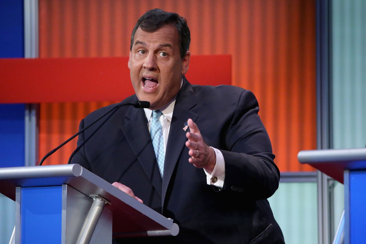 New Jersey Gov. <a href="http://www.cnn.com/interactive/2015/05/politics/2016-election-candidates/#Christie">Chris Christie</a> has served as New Jersey's governor since 2010 and was U.S. Attorney for the state from 2002-10. He started in politics as a volunteer, first on Republican Tom Kean's gubernatorial campaign in 1977 and later on George H.W. Bush's 1992 re-election campaign.<br /><br />Christie Rand got into a yelling match with Rand Paul over NSA record collection (Christie is for, Paul is against).  