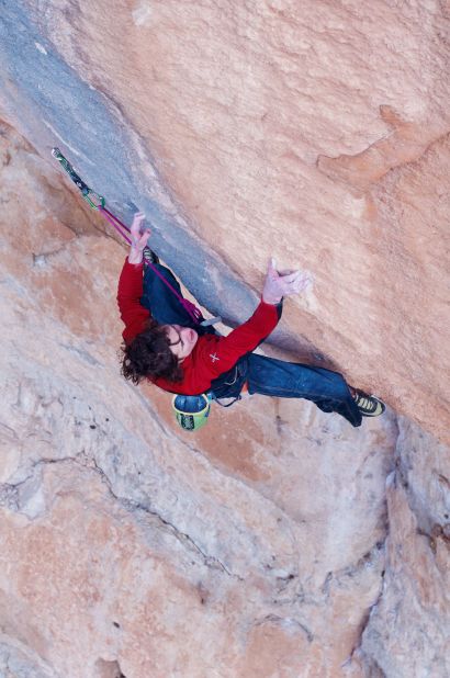 Ondra negotiating a rock face in Spain. "I think the most important thing is to have the passion for climbing because you don't make a huge amount of money," he says. Unless you really have fun while doing climbing there's not enough motivation to keep pushing hard and living this lifestyle." 