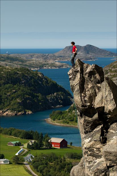 Ondra surveys the landscape around Flatanger in Norway. 