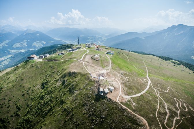 To complete the construction, about 4,000 cubic meters (140,000 cubic feet) of earth have been removed from the top of Mount Kronplatz.