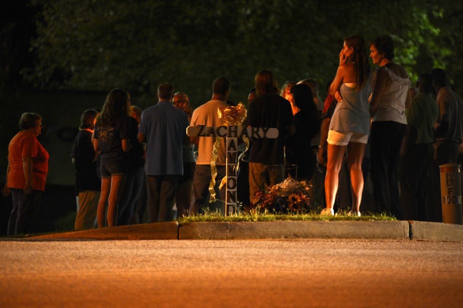 Family and friends gather on Friday, August 7 in Seneca, South Carolina, to remember the life of the Zachary Hammond, who was shot to death by a police officer on July 26. 