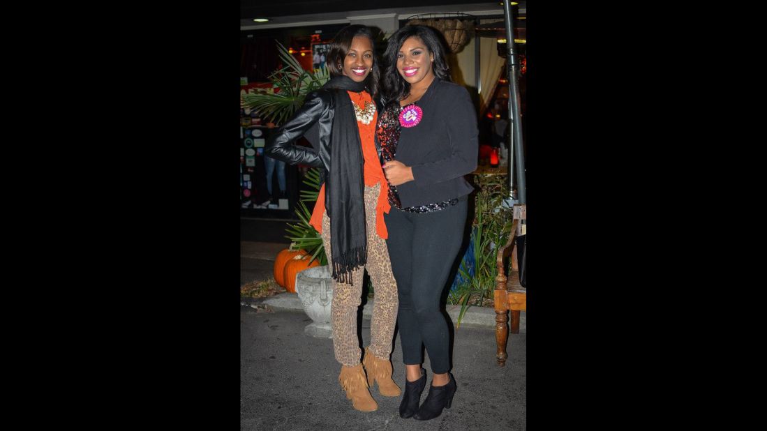 Collins poses with a friend at her 30th birthday party in November.